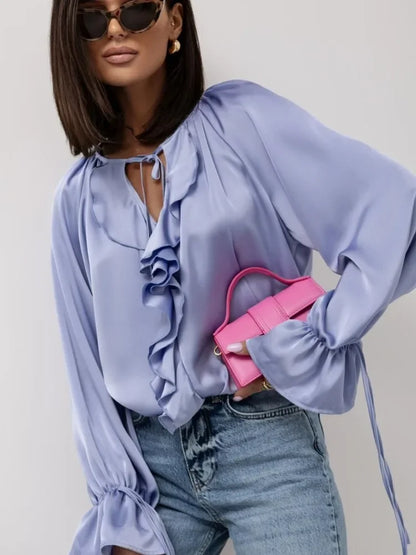 | Satin Ruffle Blouse
