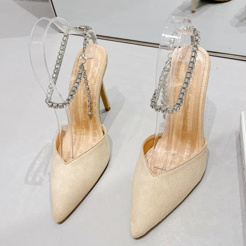 Rhinestones Chain Women Pumps - Elegant High Heels