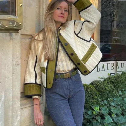 Quilted Contrast Cotton Casual Coat