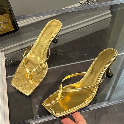 Summer Thin Heels Flip Flops Women Slipper