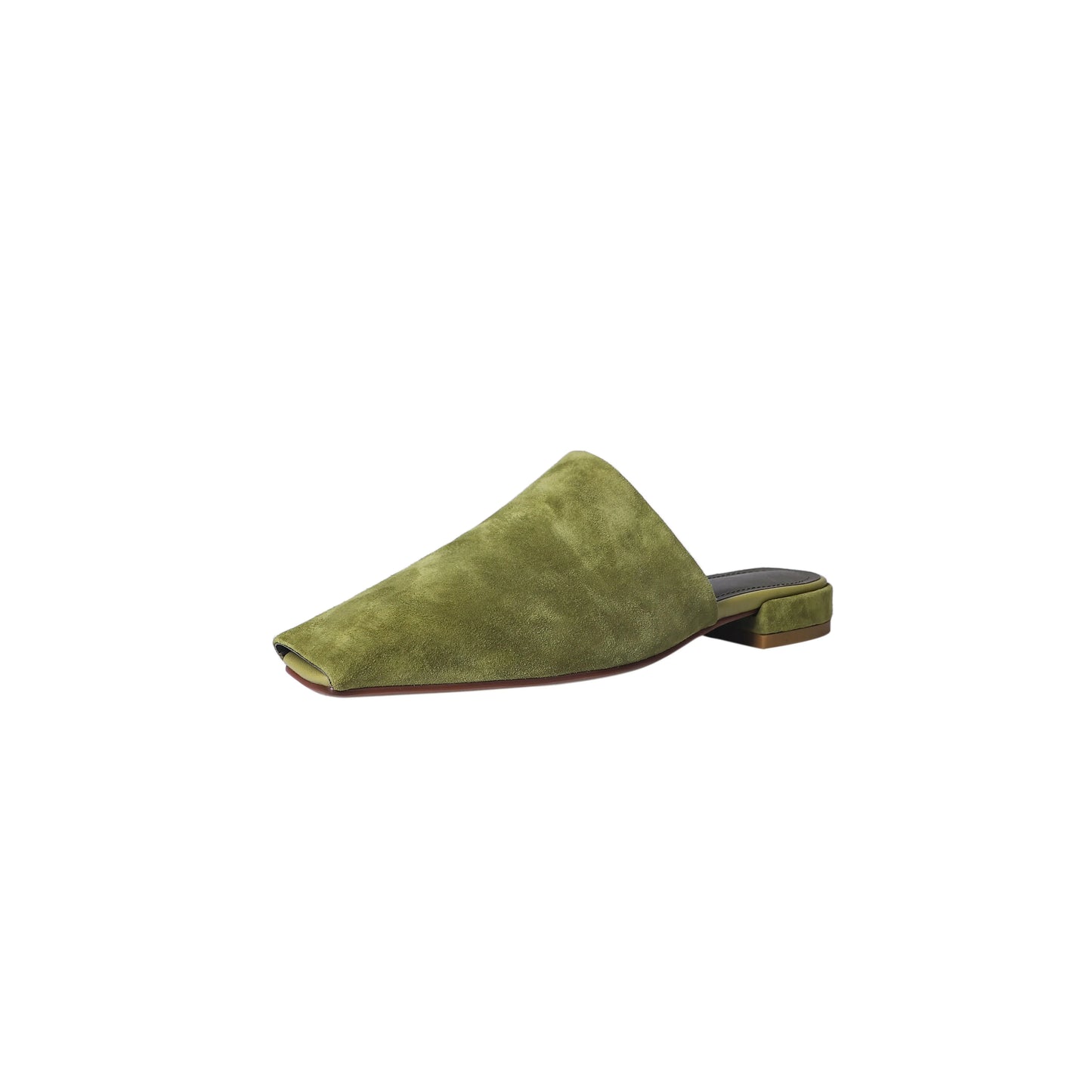 | Leather Croc-Embossed Low Heel Mules