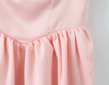 Tie Shoulder Lace Up Back Pleated Skater Mini Dress