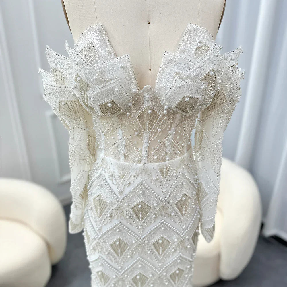 Mermaid Off-Shoulder Nude Evening Dresses for Women