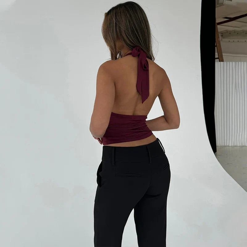 Lace Edge Sweet Halter Crop Top