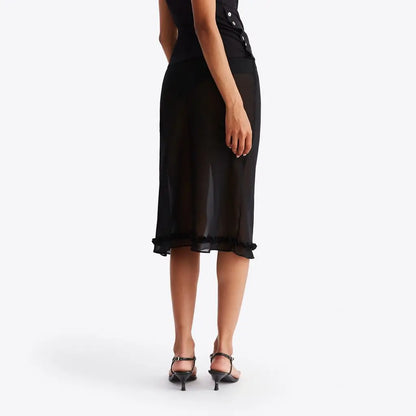 Elegant Dot Pattern Sheer Mesh Skirt