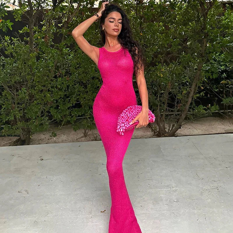 See Through Sequins Sleeveless Maxi Dress