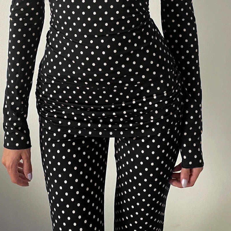 Polka Dot Slim Bootcut Pant