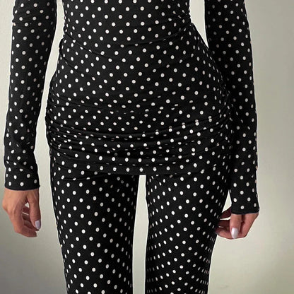 Polka Dot Slim Bootcut Pant