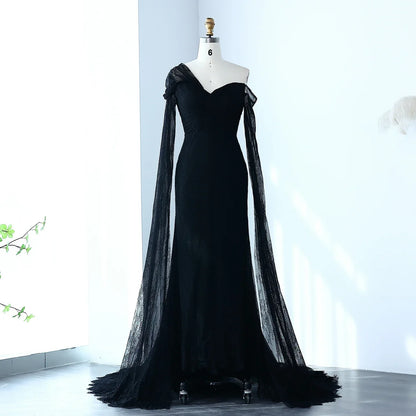 Lace Purple Mermaid Evening Dress with Cap Sleeves