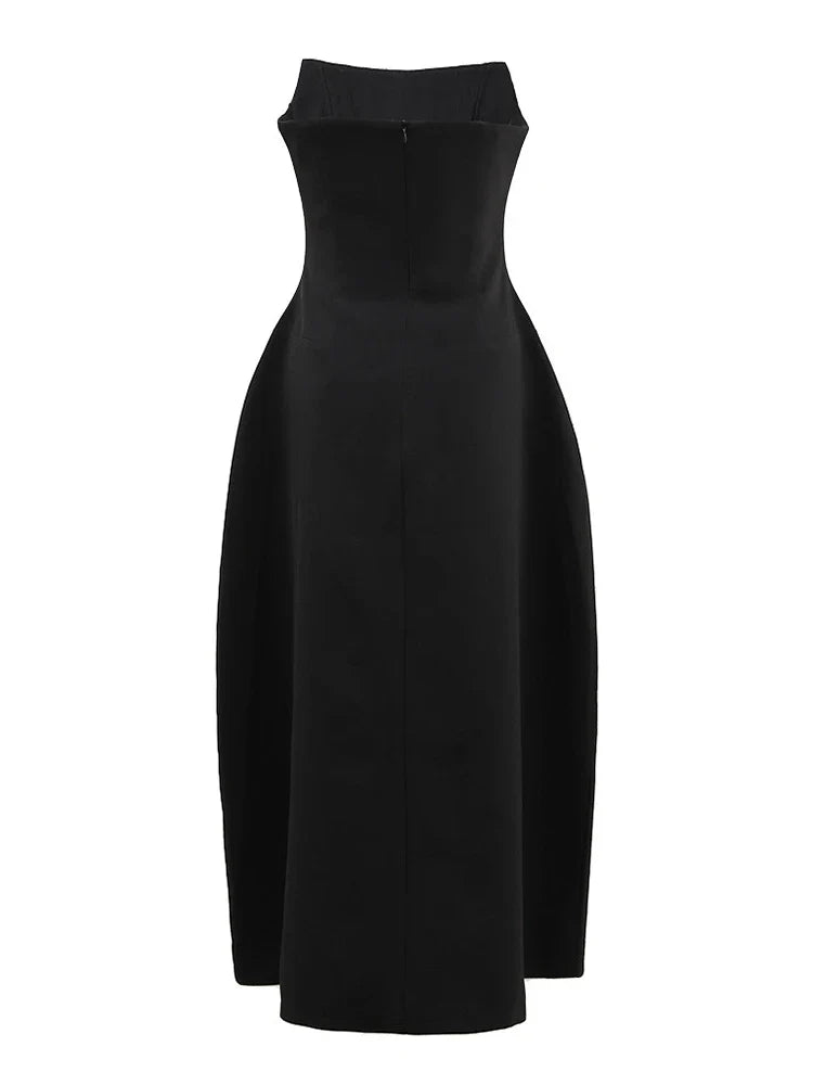 Diamonds Black Crystal Pearl Mini | Midi Dress