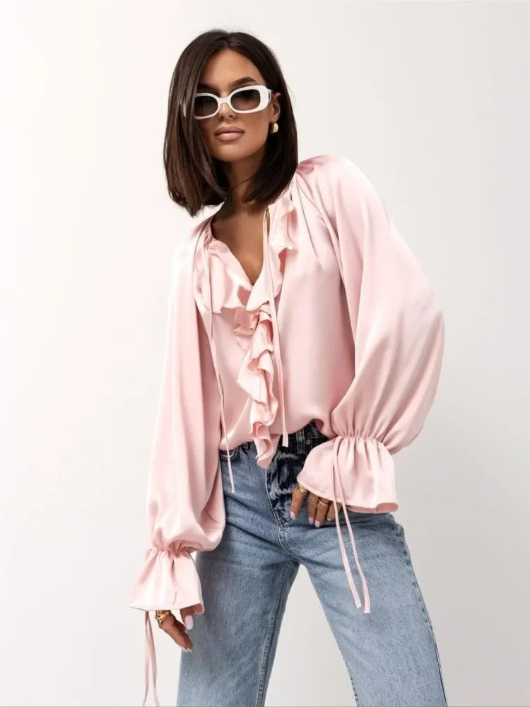 | Satin Ruffle Blouse