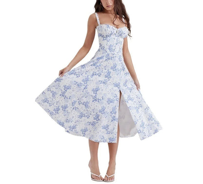 Corset Spaghetti Strap Floral Dress