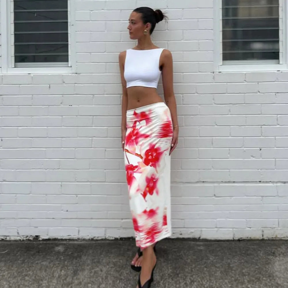 Backless Halter Maxi Skirt Two Piece Set