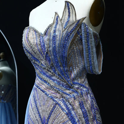 One Shoulder Mermaid Evening Dress with Overskirt