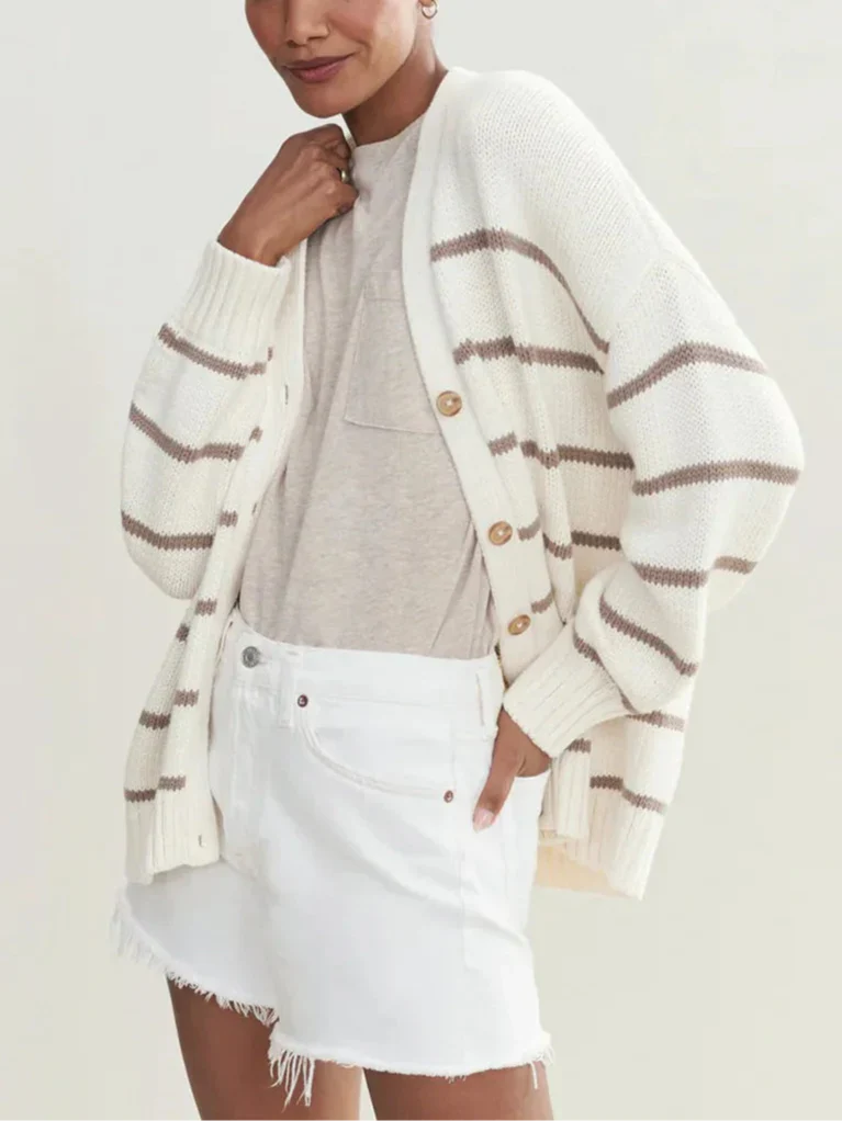 | Organic Striped Cardigan