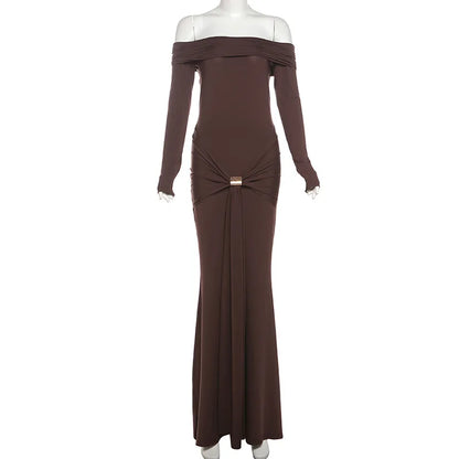 Pleated Patchwork Solid Off-Shoulder Dress
