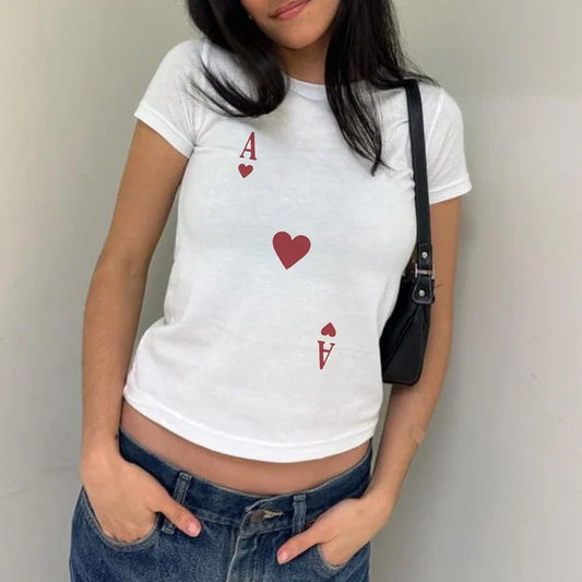 Graphic Crew Neck Crop Aesthetic T-shirt