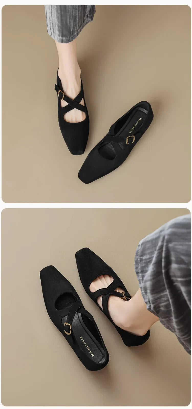 | Buckled Suede Mule