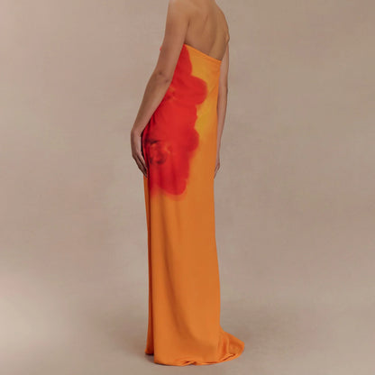 Strapless Tie-dye A-Line Vacation Dress