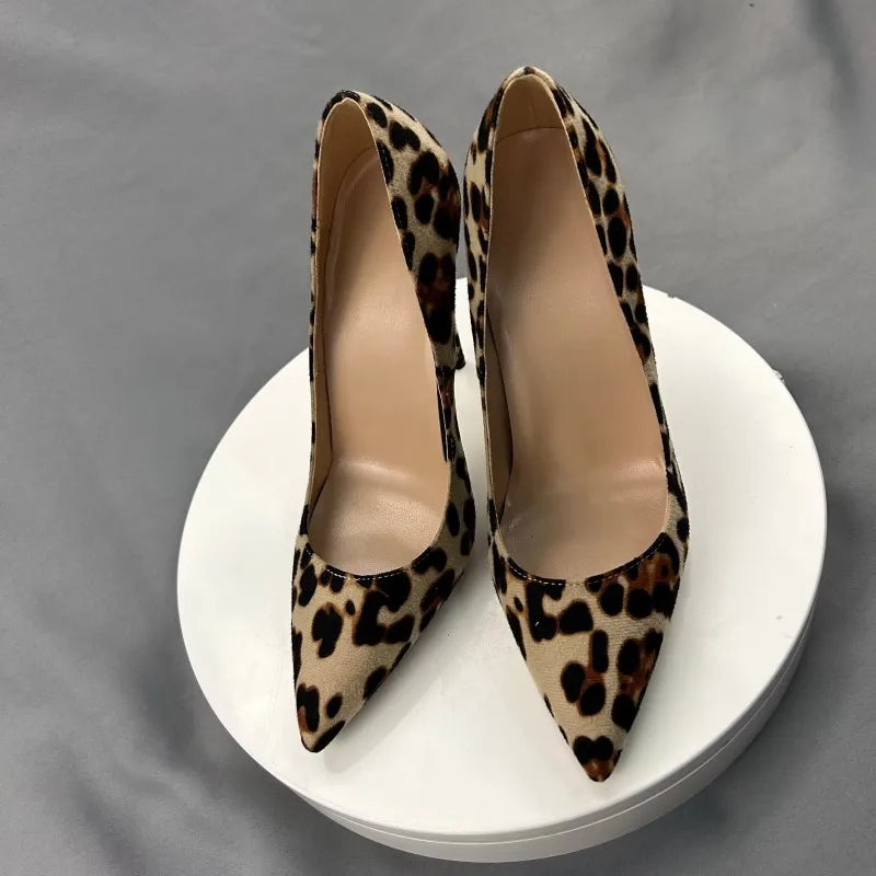 Leopard Print Pointy Toe High Heel Stiletto Pumps for Women