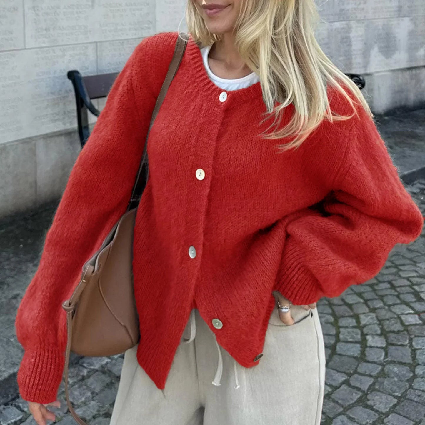 Fuzzy Button Down Knit Warm Cardigan