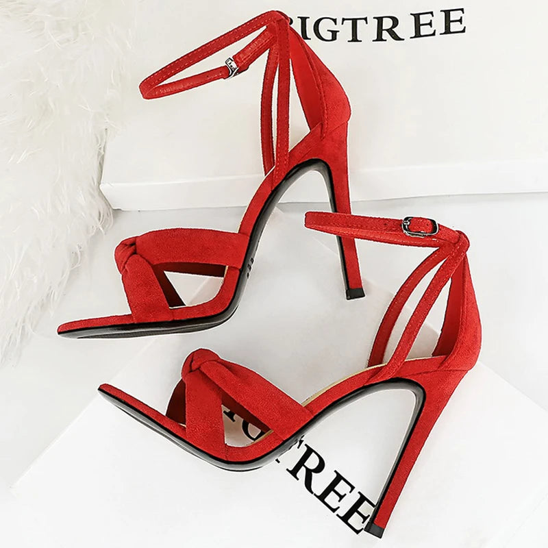 11cm High Heeled Suede Stilettos Sandals for Ladies Summer