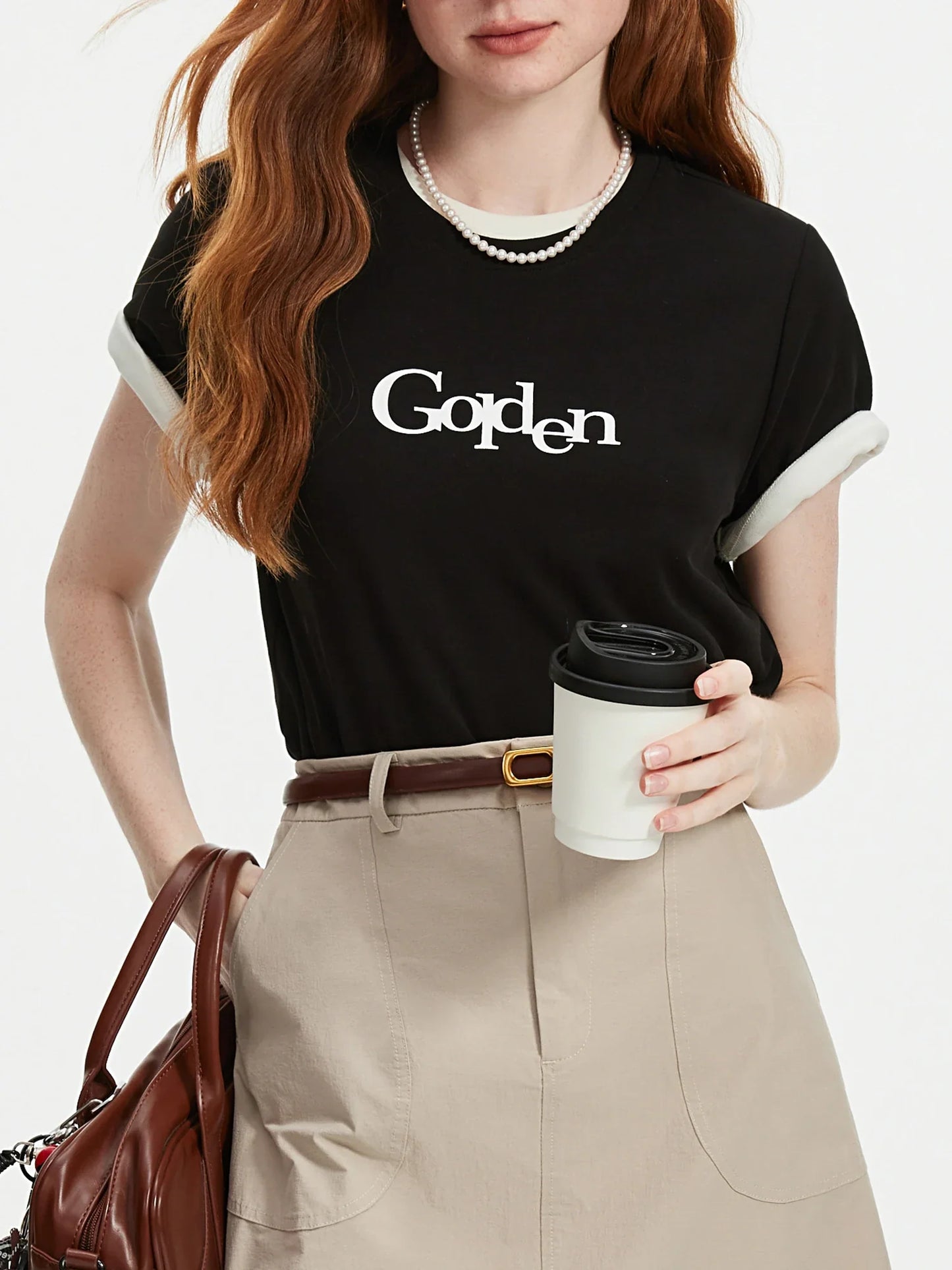 Letter Printed Shoulder Casual T-shirt