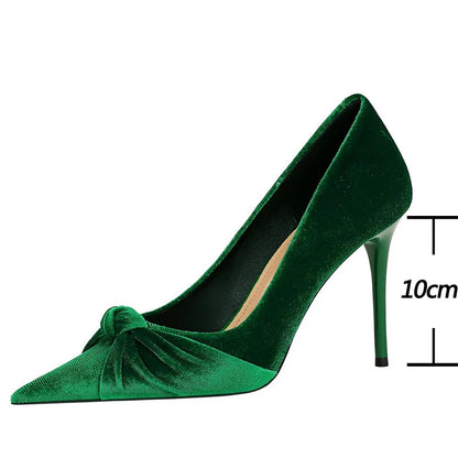 Suede Bowknot High Heel Stilettos for Women