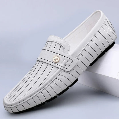 Maison Leather Loafers | Pinstripe Detailing