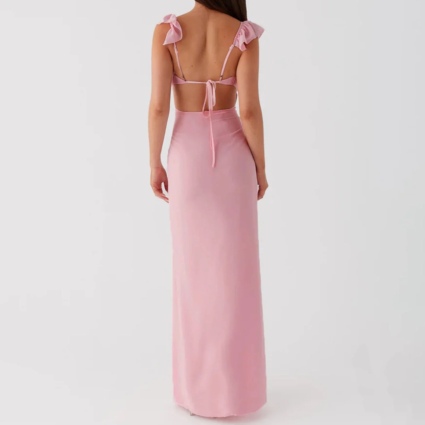 Trim V Neck Slim Solid Col Bodycon Dress