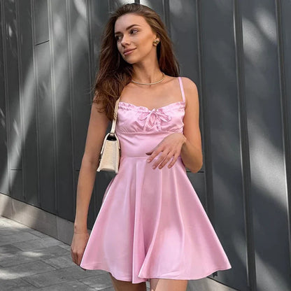 Mini Spaghetti Strap Bandage Solid Prom Dress