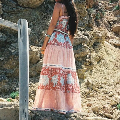 Smocked Floral Spaghetti Slip Vacation Dress
