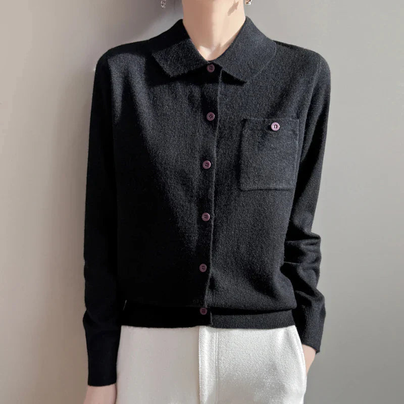 | Merino Wool Polo Cardigan