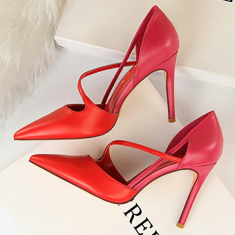 Sweet High-heels Pointed Women Pumps Sexy Party Shoes Summer Stiletto High Heel Hollow Out