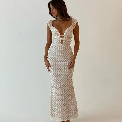 Tie Cut Out Backless Sleeveless Midi Dress