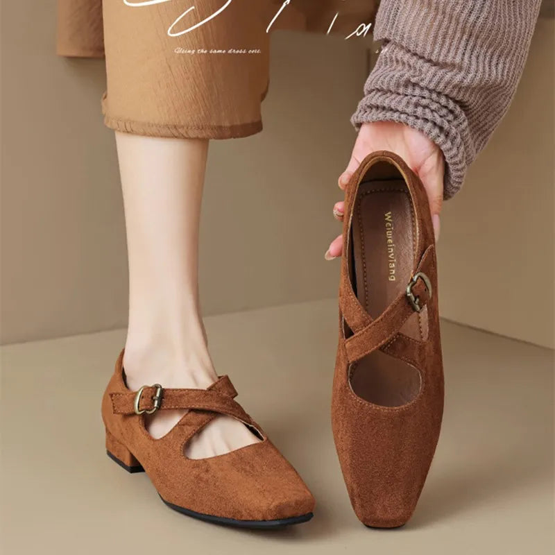 | Buckled Suede Mule