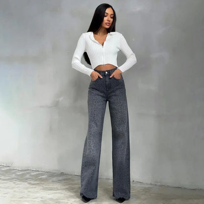 | Leopard Straight Jeans