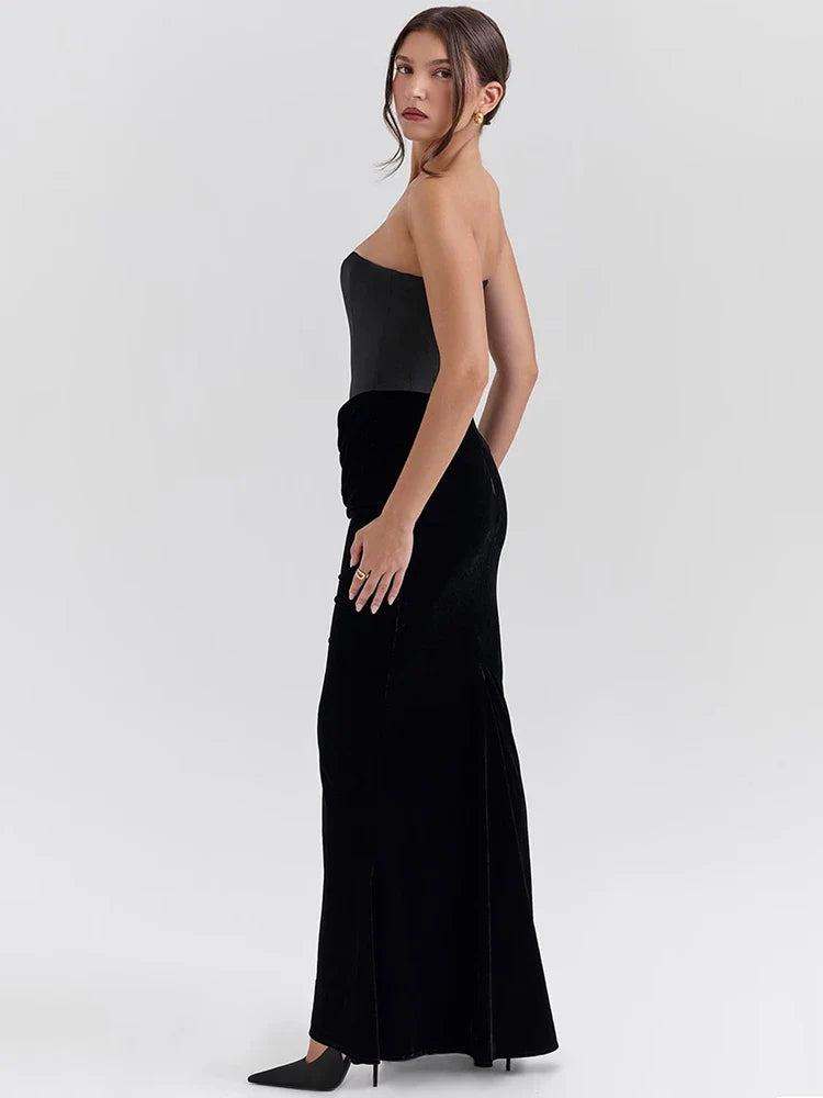 Strapless Sleeveless Club Long Bodycon Dress