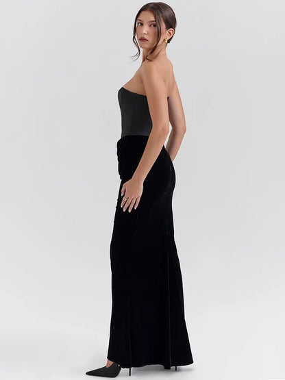 Strapless Sleeveless Club Long Bodycon Dress
