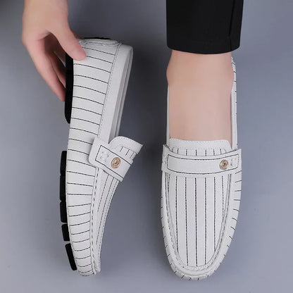 Maison Leather Loafers | Pinstripe Detailing