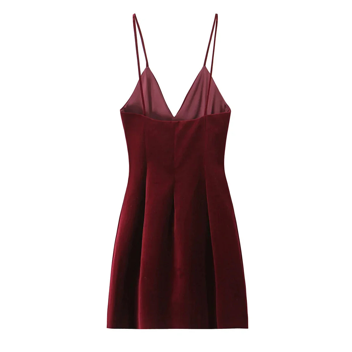 Red Velvet Spaghettis Strap Mini Dress