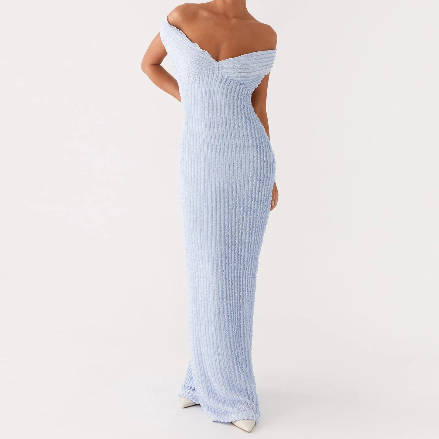Off Shoulder Slash Neck Bo Bodycon Dress