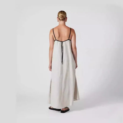 | Contrast Strap Cotton Maxi Dress