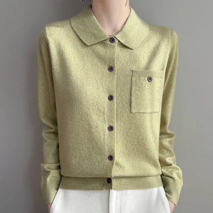 | Merino Wool Polo Cardigan