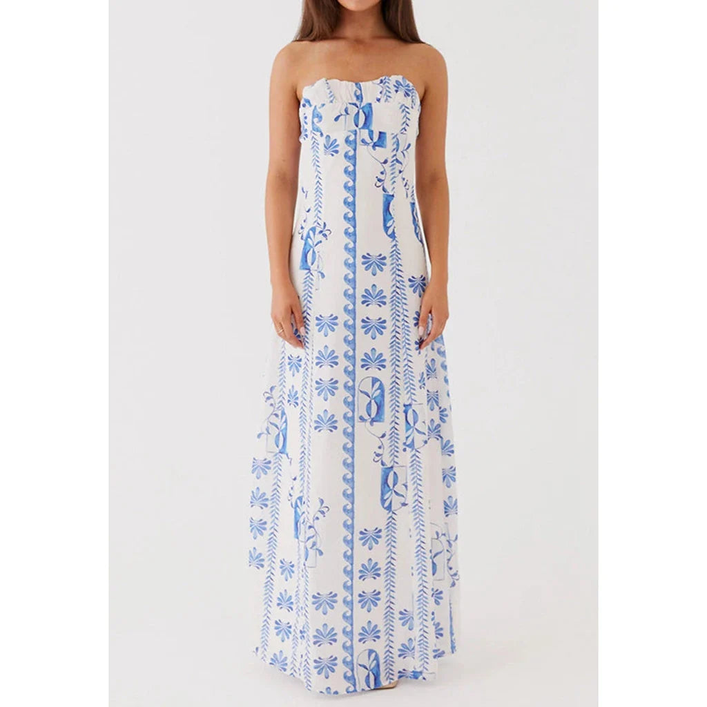 Ruched Floral Off Shoulder A-Line Vacation Dress