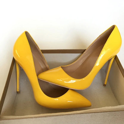 Black Yellow Red Extreme 12cm Thin High Heels