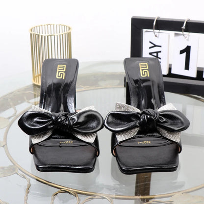 Bow Slippers for Summer with High-Heeled Sandals