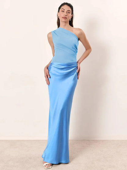 Satin Patchwork Sleeveless Club Bodycon Dress
