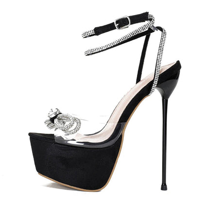 PVC Transparent Crystal Bowknot Platform Sandals
