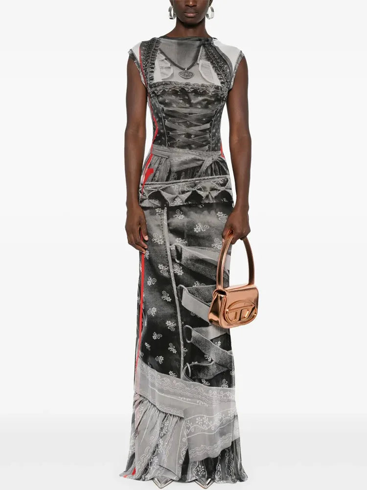 Animal Print O-neck Sheath Party Dress